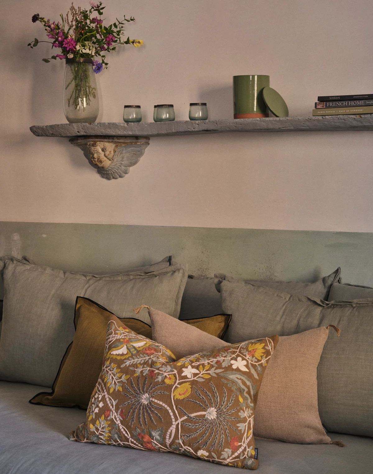 Housse de coussin Papilio coton brodée